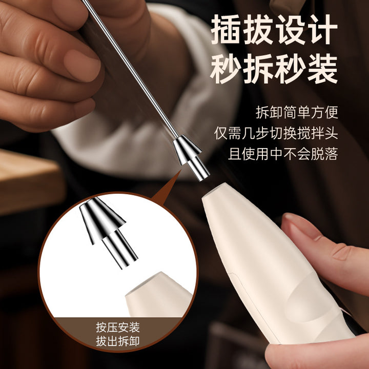 严选手持式跨境奶泡器家用无线电动便携式打发奶泡咖啡搅拌棒打泡