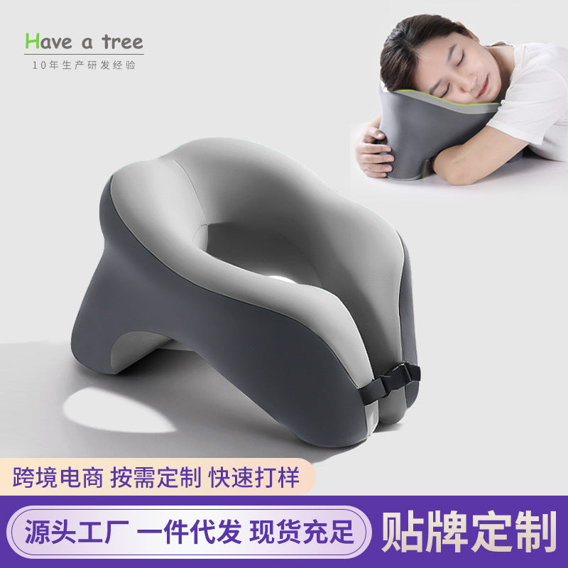 跨境U型午睡枕办公室神器学生趴桌子睡觉专用午休枕头 收纳趴趴枕