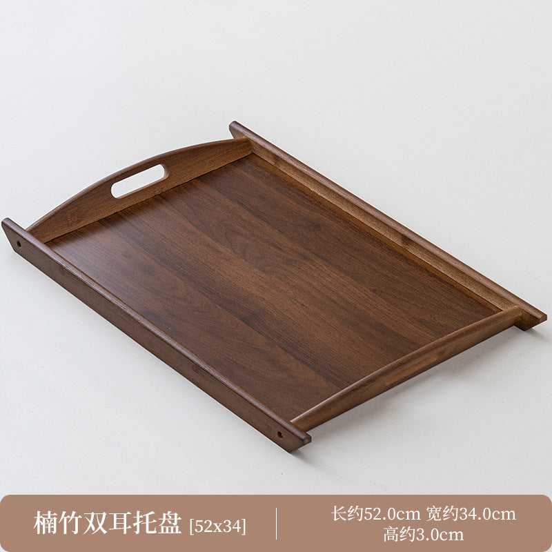 家用木质茶水杯餐盘放茶杯茶具收纳盘围炉煮茶竹制长方形托盘茶盘