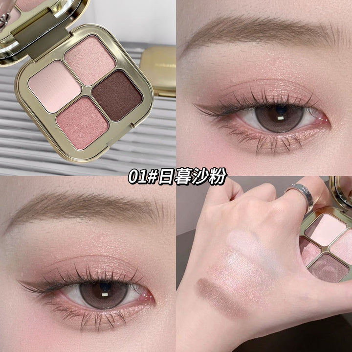彩妆kakashow四色眼影盘珠光细闪哑光日常淡妆通勤百搭大地色眼影