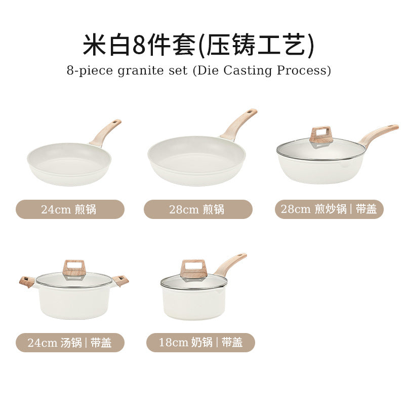 跨境花岗岩锅具套装厨房用品全套麦饭石不粘锅煎炒锅cooking pot