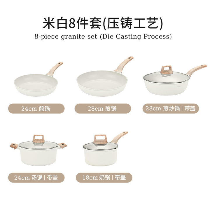 跨境花岗岩锅具套装厨房用品全套麦饭石不粘锅煎炒锅cooking pot