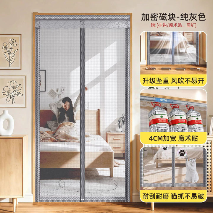 Magnetic Anti-Mosquito Door Curtain – Self-Adhesive Fiberglass Mesh Screen