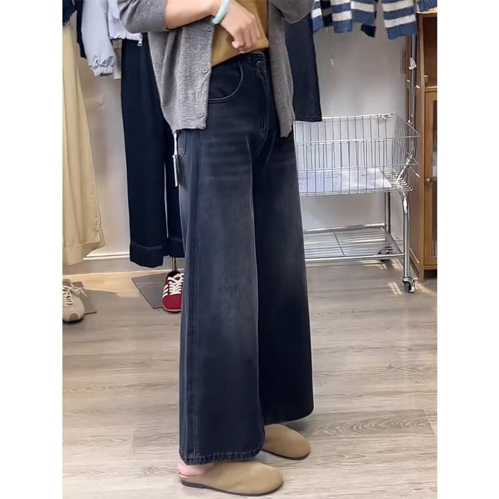 显瘦中裤宽松牛仔短裤女夏黑灰色七分大码高腰垂感直筒季阔腿大码