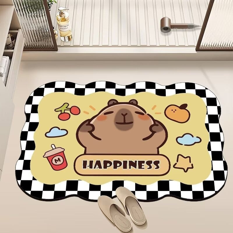 卡皮巴拉硅藻泥风格地垫浴室地垫厕所门口吸水脚垫玄关入户门垫