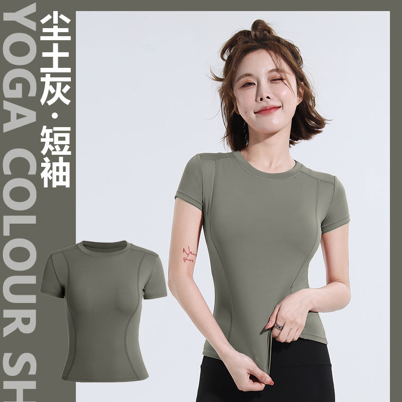 Spring Summer Slim Fit Sports Short Sleeve T Shirt Top Women Fitness Short Sleeve Moisture Wicking
