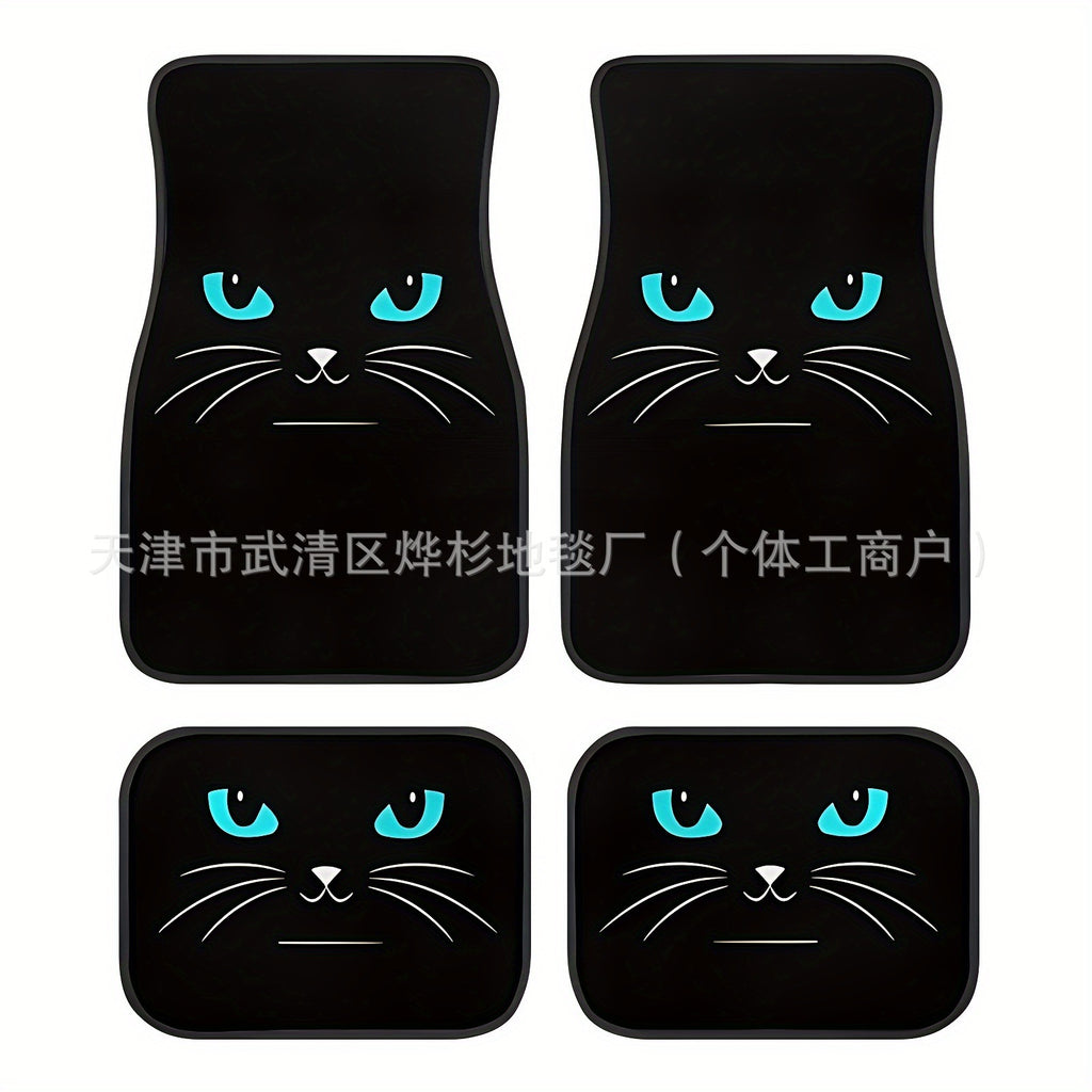 跨境热销汽车脚垫可爱猫咪装饰美观防滑垫耐脏易打理水晶绒脚踏垫