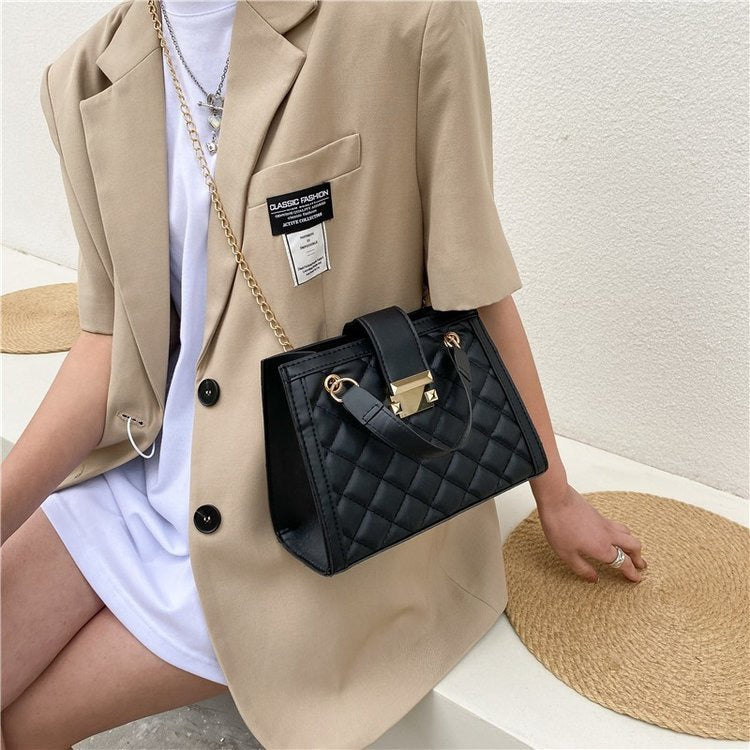 包包女2023新款潮流时尚handbags菱格链条单肩包休闲韩版斜挎女包