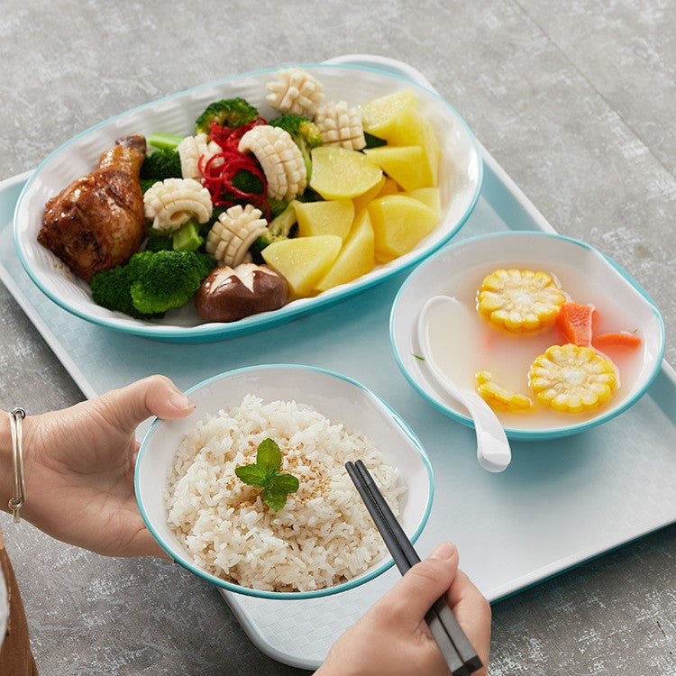 自助选现炒快餐称重菜盘商用套装学校食堂密胺餐具汤碗碟托盘