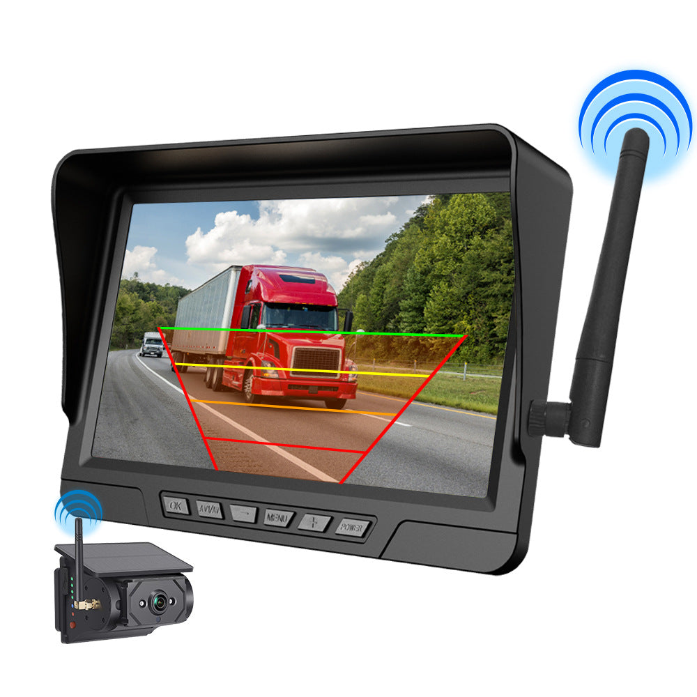 RV Truck 4-Channel Solar Wireless Dash Cam – HD Panoramic BSD Blind Warning