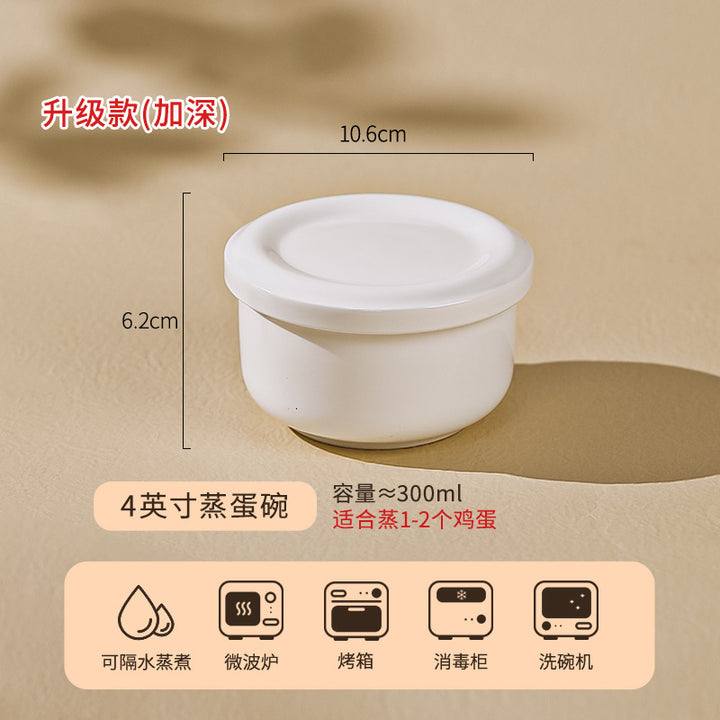 蒸蛋碗定制家用带盖釉下彩陶瓷蒸鸡蛋羹专用碗隔水炖盅蒸蛋蒸碗盘