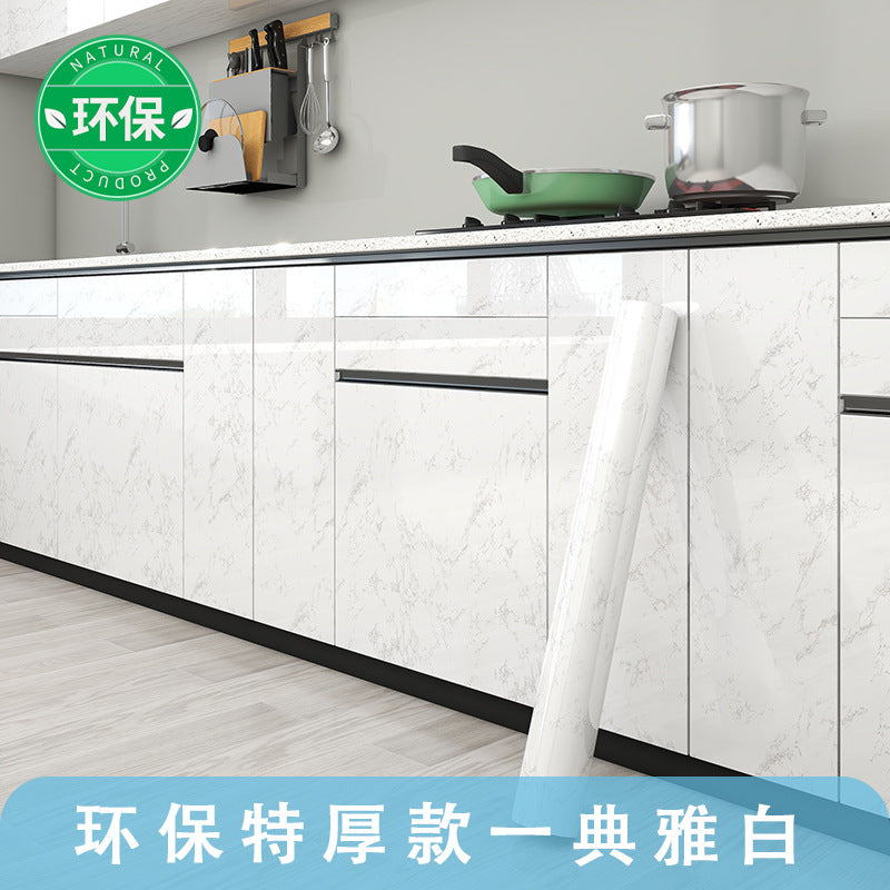 柜门贴加厚防水防油厨房自粘家具桌面灶台仿大理石橱柜柜门贴纸