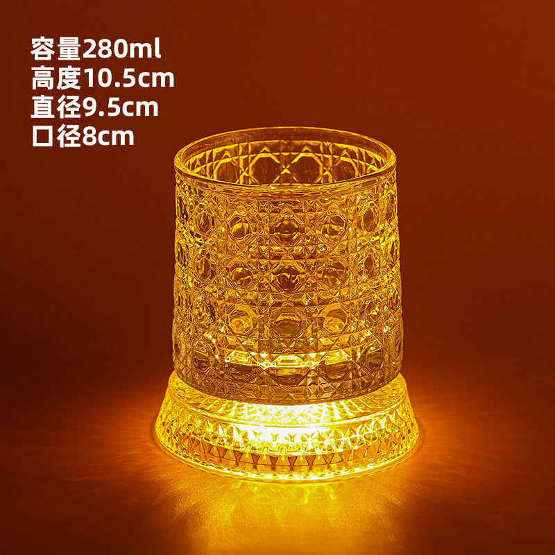 批发现货高颜值威士忌酒杯家用酒杯大口径冰川纹玻璃杯八角洋酒杯