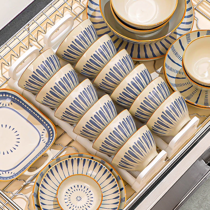 Japanese Style Tableware Set Home Bowl & Plate Underglaze Bowl Chopsticks Bowl & Plate Gift Giving Ceramic Bowl