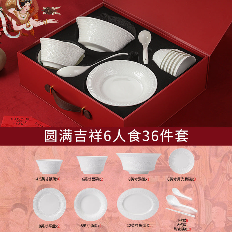 Ceramic Tableware Bowl & Plate Set Bowl & Plate Chopsticks Underglaze Home Housewarming Gift