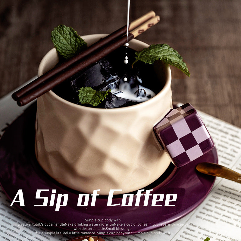魔方陶瓷咖啡杯套装高端设计高级感高颜值杯碟马克杯子下午茶欧式