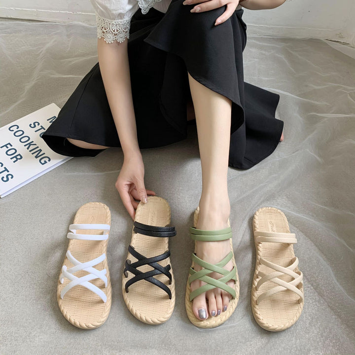 两穿凉鞋女夏外穿新款夏韩版百搭网红平底时尚罗马风软底沙滩海边
