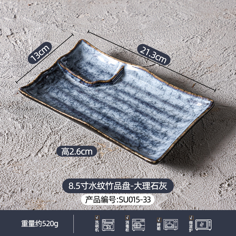定制窑变陶瓷碗碟盘餐具套装大理石灰高级感餐厅酒店家用餐具组合