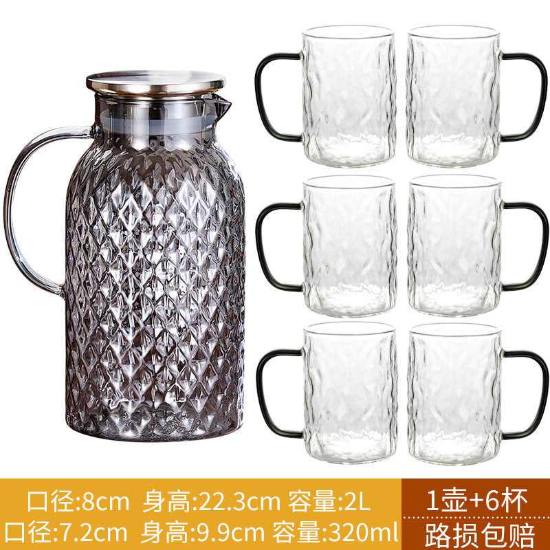 冷水壶家用耐高温玻璃水壶泡茶开水耐热冷泡凉水壶大容量水杯套装