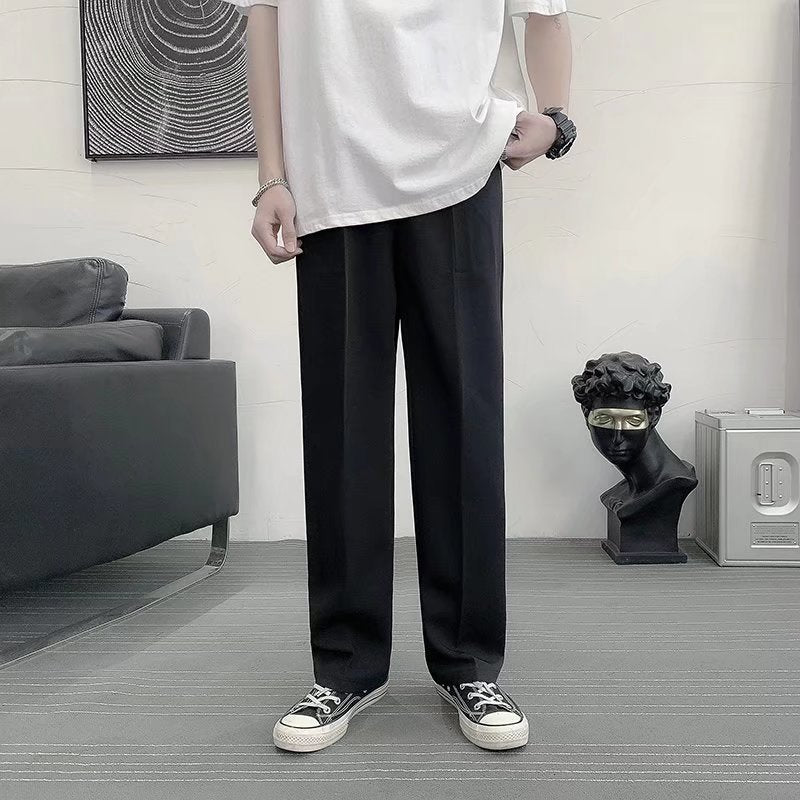 2022年夏季新款直筒宽松潮流休闲长裤垂坠感学院dk制服班服西装裤