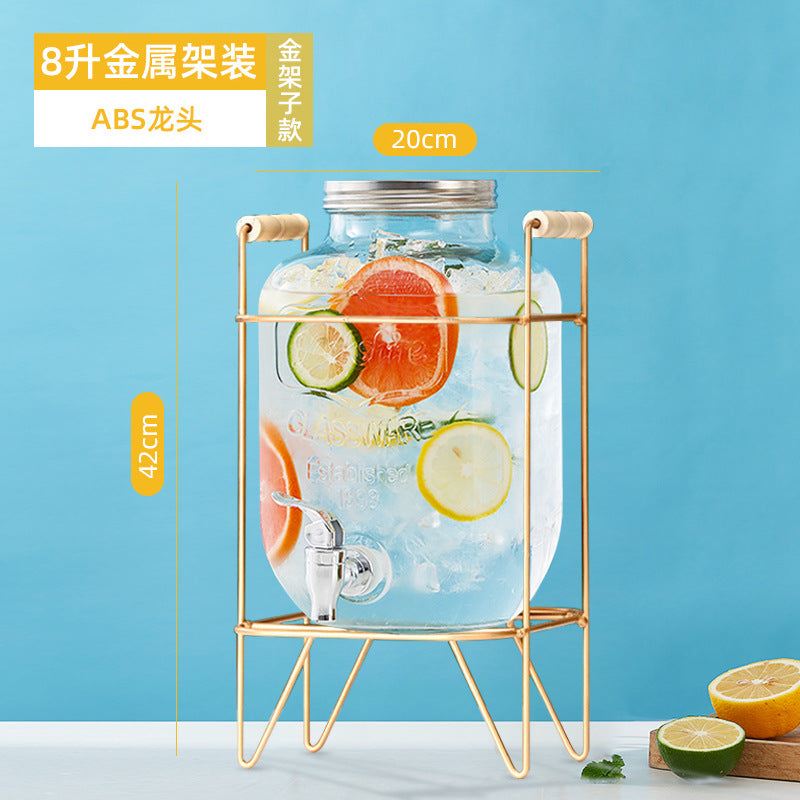 网红可乐酒炮 玻璃果汁鼎果汁罐 大容量饮料桶梅森罐酿酒瓶酵素桶
