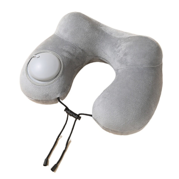 Inflatable U-Shape Double Hump Travel Neck Pillow – Foldable Airplane Office Nap Pillow