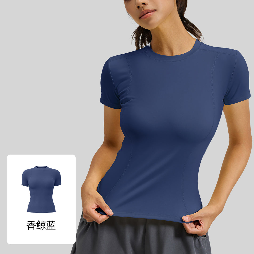 聚衣堂春夏修身运动短袖T恤瑜伽服上衣女健身紧身跑步瑜伽短袖