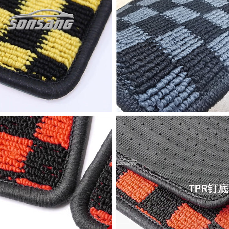 Checkered Floor Mats 汽车地毯 内装饰专用马赛克格子汽车脚垫