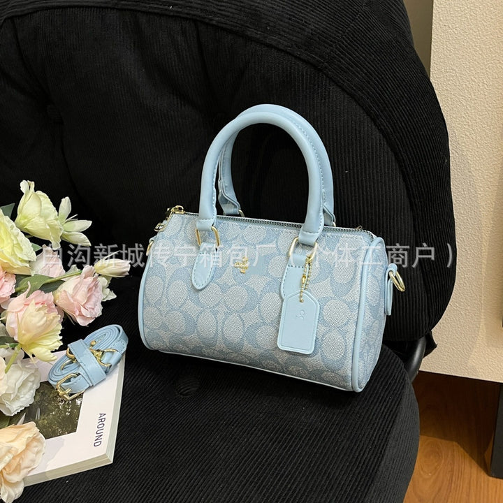 新款寇c家驰复古老花迷你波士顿女包时尚单肩斜挎手提枕头包手拎