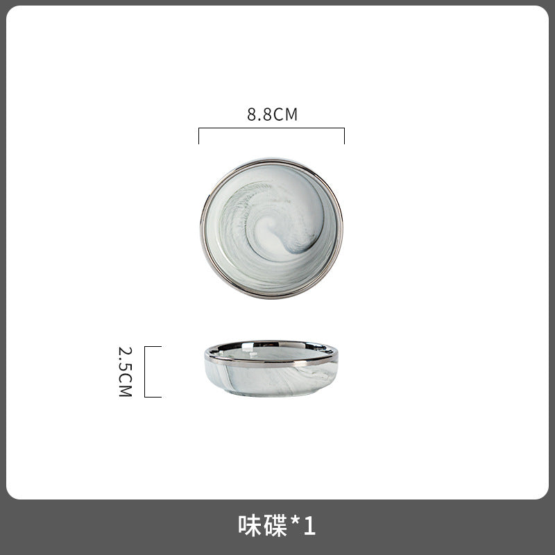 碗盘碗碟餐具套装家用轻奢高级感新款餐具大理石碗筷碗具乔迁礼物