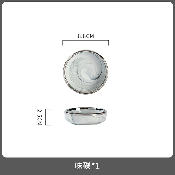 碗盘碗碟餐具套装家用轻奢高级感新款餐具大理石碗筷碗具乔迁礼物