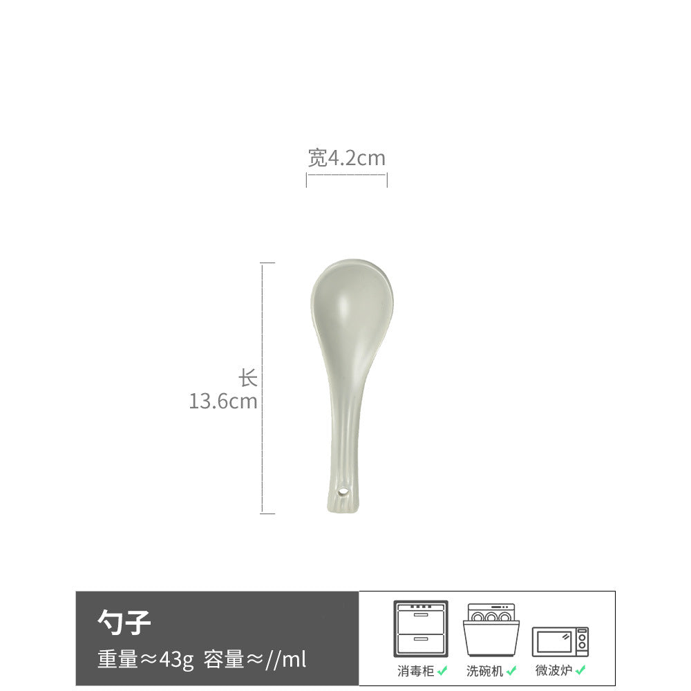 日式好看的勺子高颜值陶瓷饭勺家用汤勺甜品勺餐具调羹匙商用餐饮