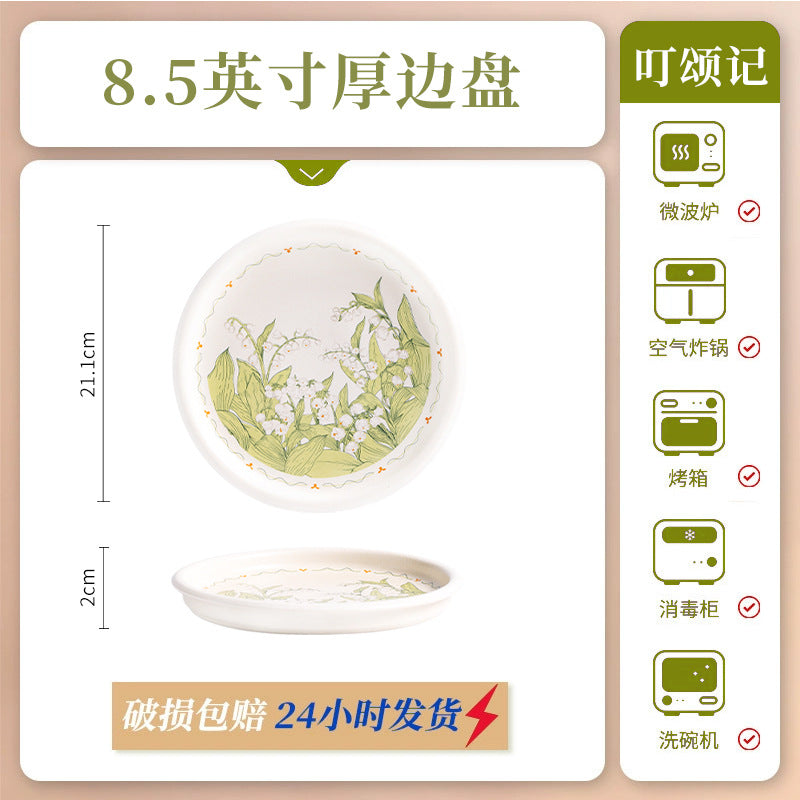 KANGMO Underglaze Ceramic Dinner Set - Oil Painting Bowls & Plates Housewarming Gift