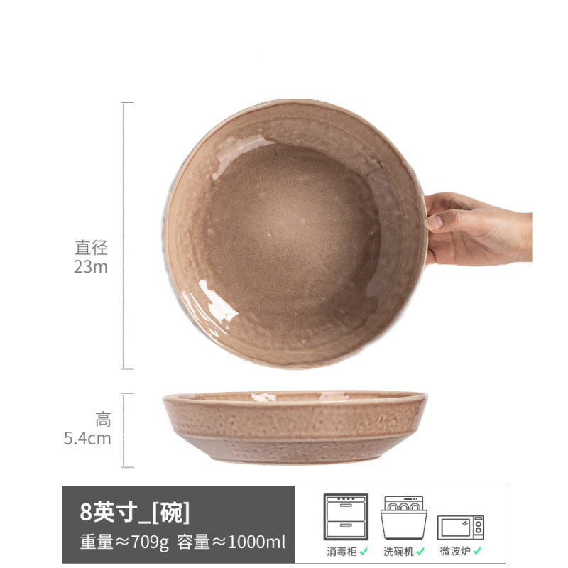 碗合集复古纯色陶瓷汤碗面碗圆形水果沙拉碗家用餐具批发复古菜碗
