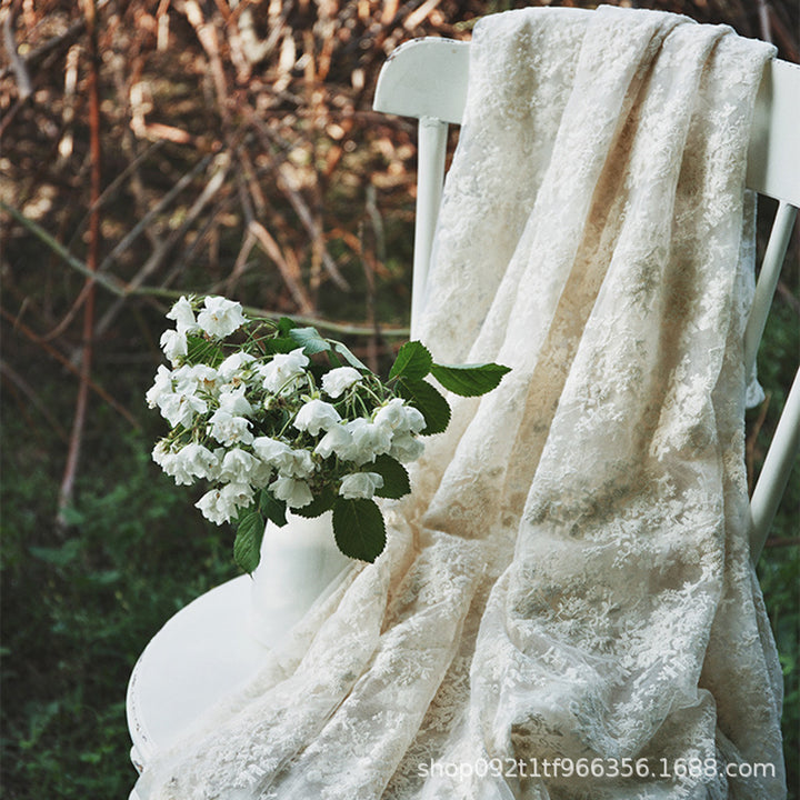 Mesh Lace Embroidered Fabric – Wedding Dress Bridal Lace Fabric by the Yard