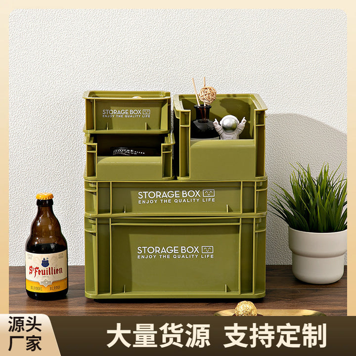 ins桌面工业风堆叠收纳盒杂物零食化妆品整理盒纯色水果收纳篮