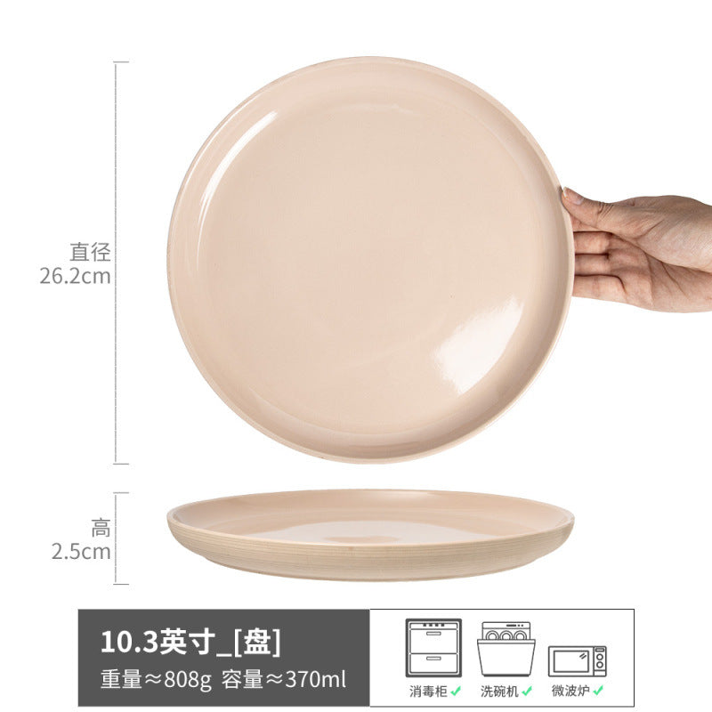 Large Plate Japanese Style Home Plate Vintage Ceramic Plate Plate Tableware Dish Plate Light Luxury