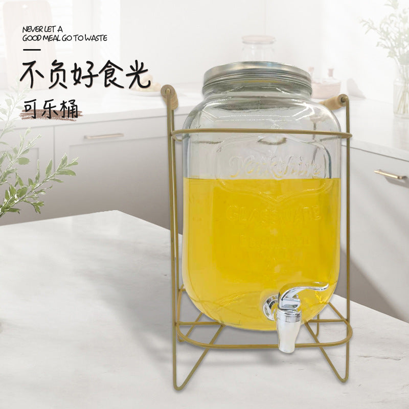 网红可乐酒炮 玻璃果汁鼎果汁罐 大容量饮料桶梅森罐酿酒瓶酵素桶