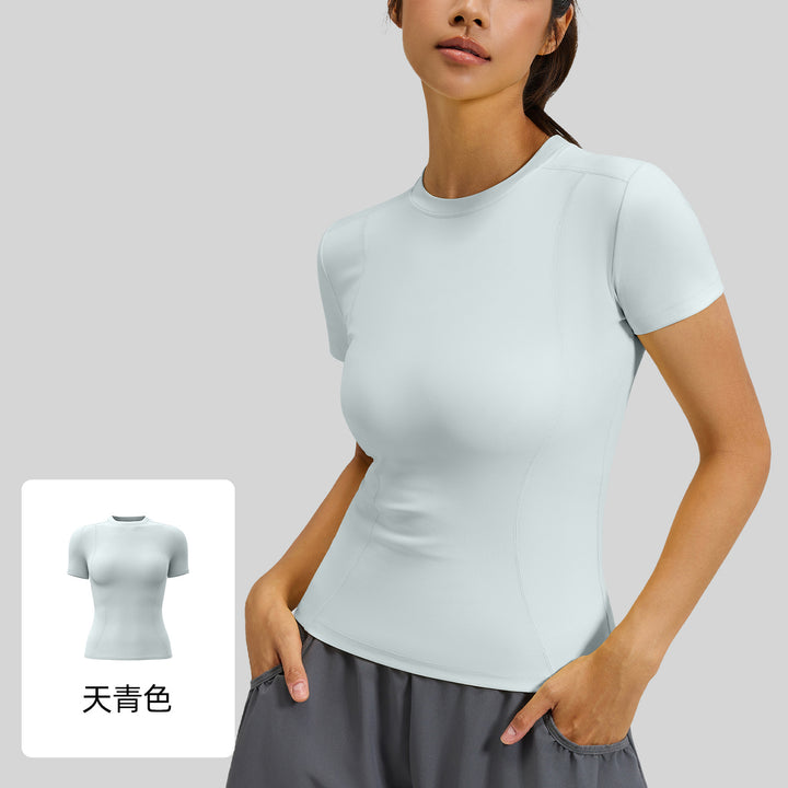 聚衣堂春夏修身运动短袖T恤瑜伽服上衣女健身紧身跑步瑜伽短袖