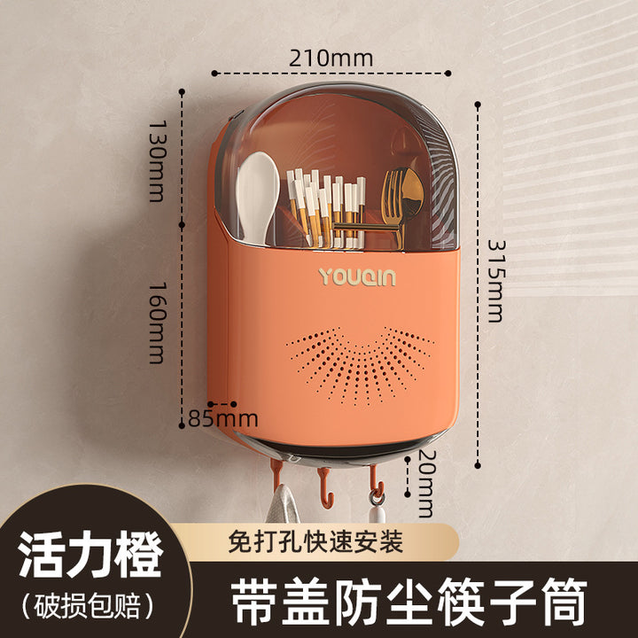 筷子收纳盒厨房餐具置物架高档新款壁挂式筷篓筷笼勺子沥水筷子筒