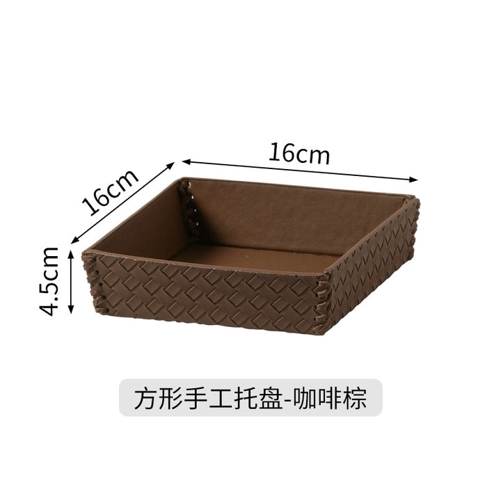 手提遥控器收纳盒高级创意客厅茶几桌面分类整理盒皮质玄关收纳盒