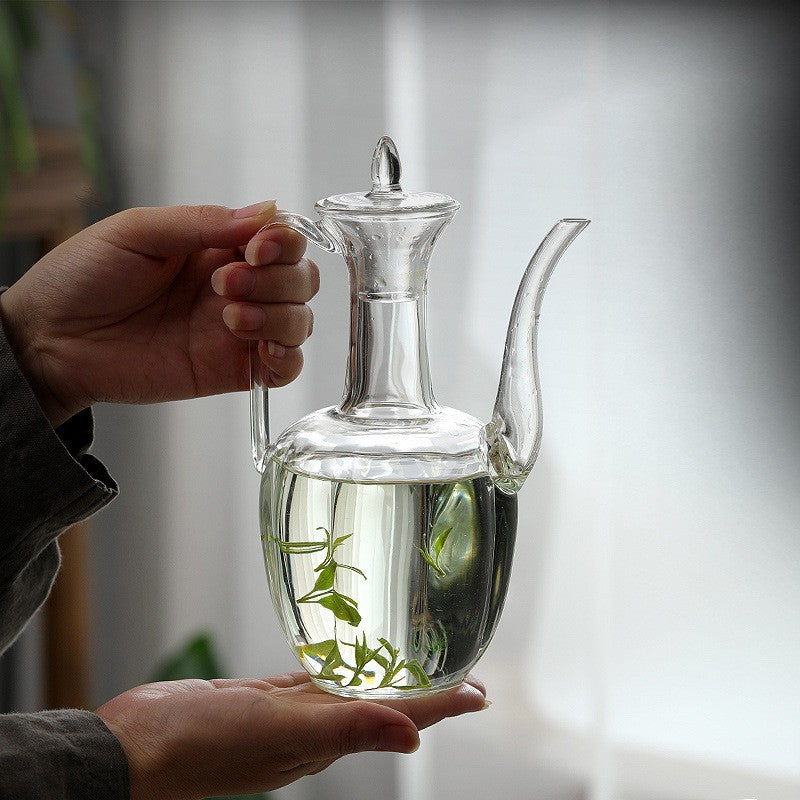 仿宋玻璃执壶贵妃壶 冷热泡茶壶仿古茶壶 高硼硅透明玻璃茶具茶壶