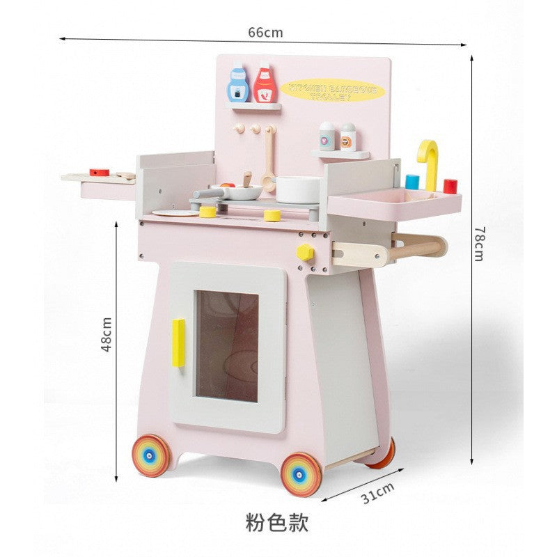 丹麦儿童过家家岁6厨房煮饭玩具仿真声光冰箱套装模拟做饭木灶台
