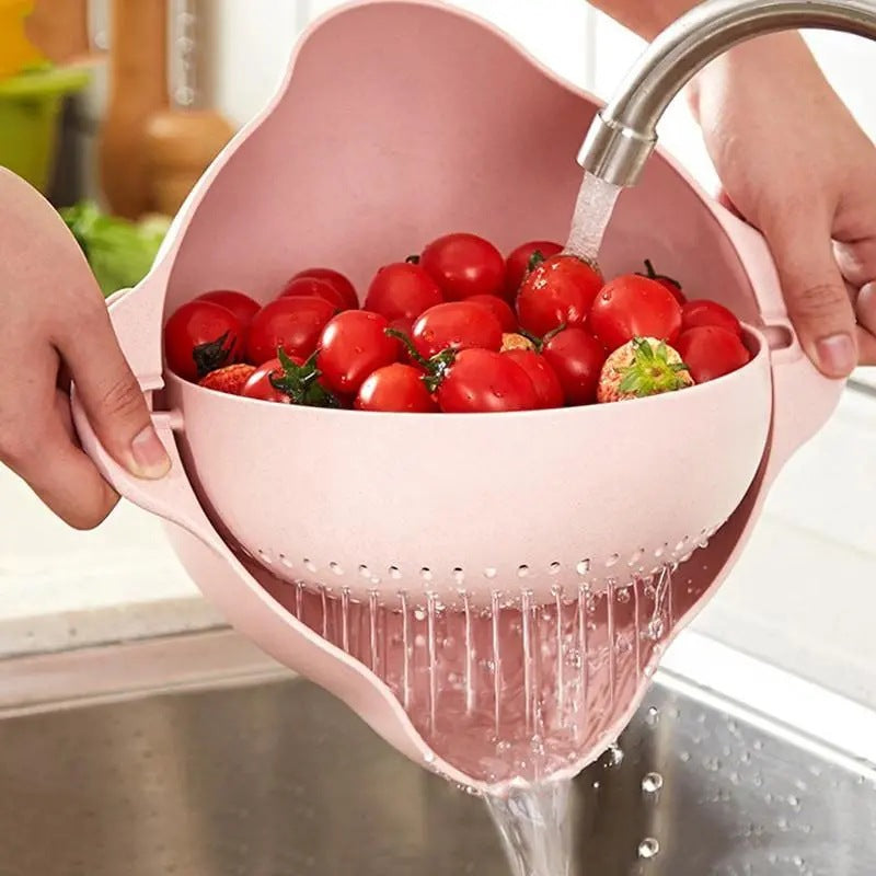 Double Layer Drain Basket – Vegetable & Fruit Washing Colander for Kitchen