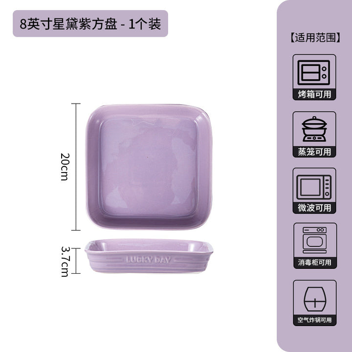 新款高级感紫色釉下彩碗碟套装家用高颜值陶瓷碗盘子乔迁陶瓷餐具