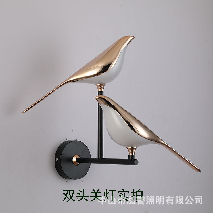 跨境款吉祥鸟树脂壁灯北欧简约创意床头小夜灯动物装摆饰小鸟台灯
