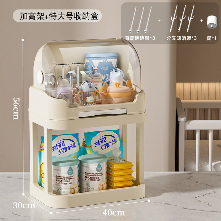 放宝宝奶瓶收纳盒装婴儿餐具碗筷辅食工具箱防尘沥水储物柜置物架