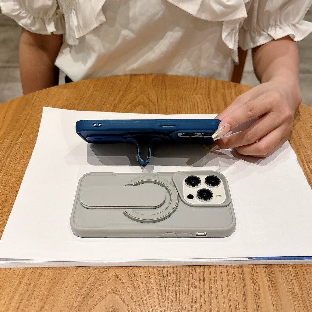 腕带支架适用iPhone17promax手机壳硅胶磁吸苹果16纯色肤感保护套