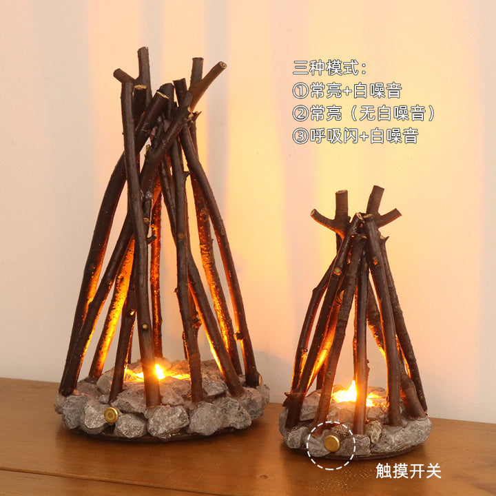 创意夜灯简约复古装饰手工树枝造型LED燃烧篝火民宿立体桌面摆件