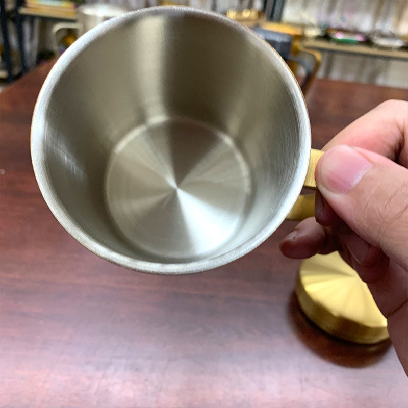 304不锈钢马克杯 家用双层带盖水杯茶杯带手柄咖啡杯办公室饮水杯